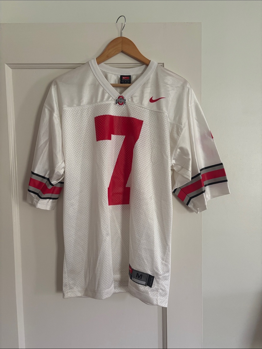 Nike Ohio State White Football Jersey with Red Number 7
